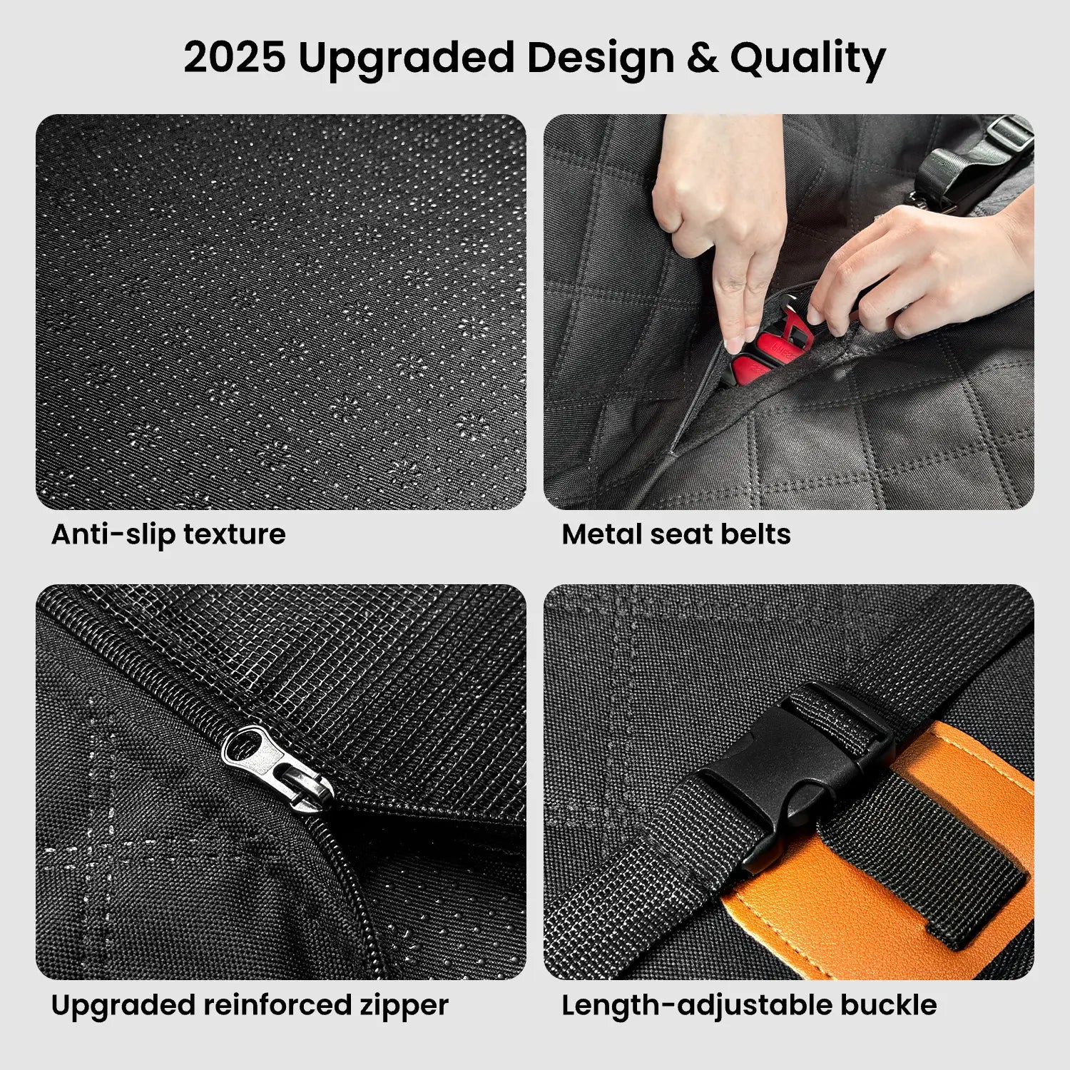 REEVAA Premium Heavy-Duty Waterproof Dog Seat Cover with Back Seat Extender, Cushioned Sponge, Mesh Window, Universal Fit for Crew Cab Trucks and SUVs, Black