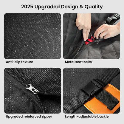 REEVAA Premium Heavy-Duty Waterproof Dog Seat Cover with Back Seat Extender, Cushioned Sponge, Mesh Window, Universal Fit for Crew Cab Trucks and SUVs, Black