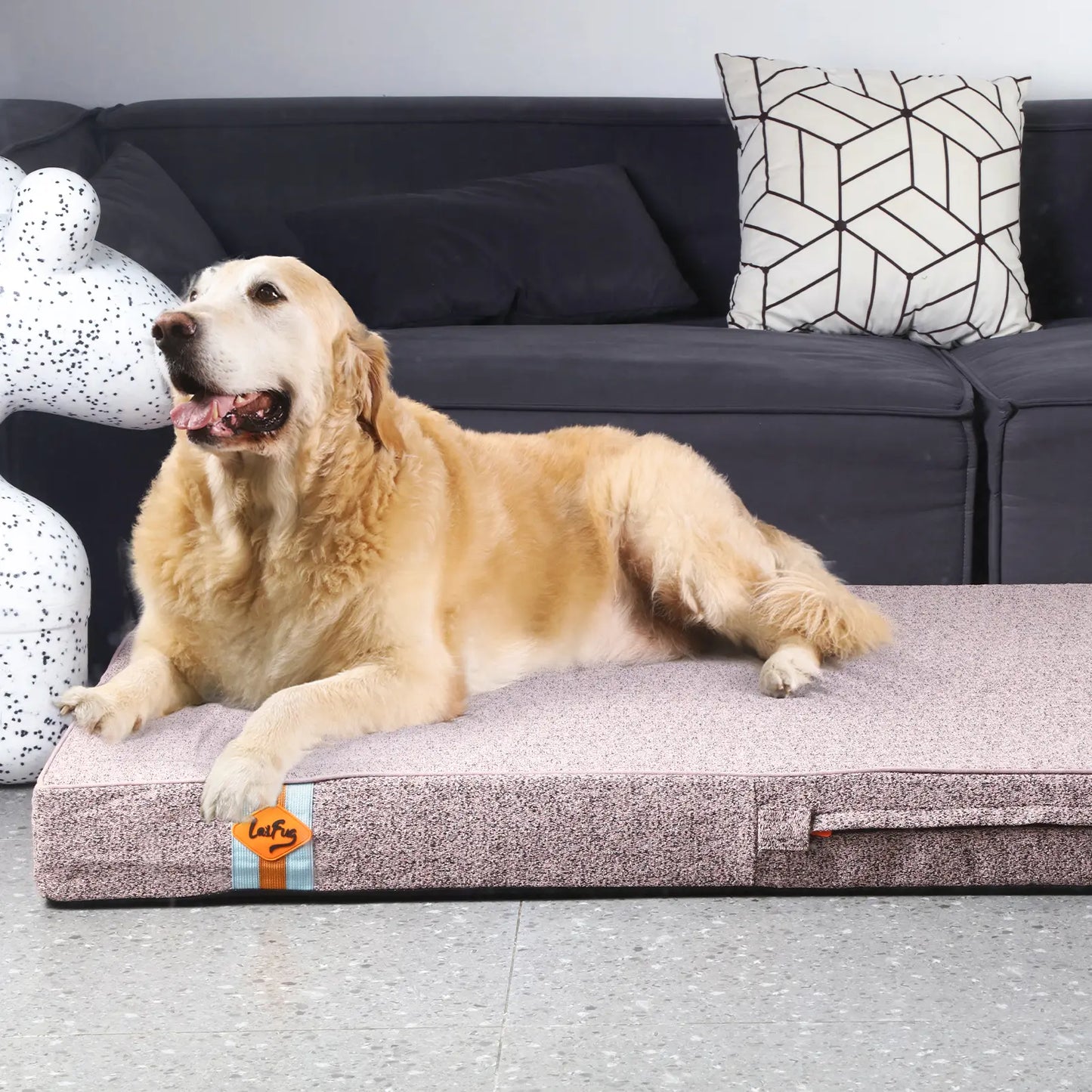 Laifug Orthopedic Memory Foam Dog Bed (46" x 28" x 4") with Waterproof Liner, Removable Washable Cover, and Ergonomic Design