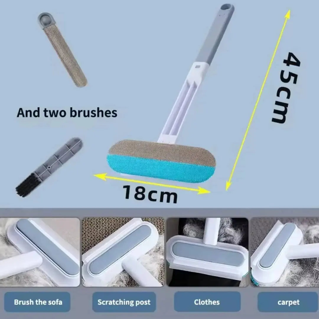 Multifunctional 4-in-1 Pet Hair Removal Tool for Dogs and Cats with Adjustable Lint Brush Handle, Fur Removal Brush, and Water Scraper for Diverse Surfaces