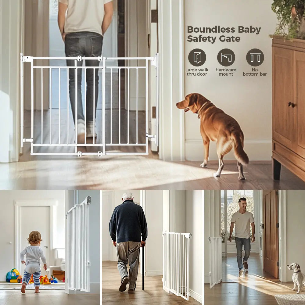 PAWGIANT 29" Extra Tall Wall-Mounted Cat Gate with Adjustable Cat Door and Self-Closing Walk-Through, Suitable for Openings 27.5-43", Perfect for Homes with Infants, Toddlers, and Pets