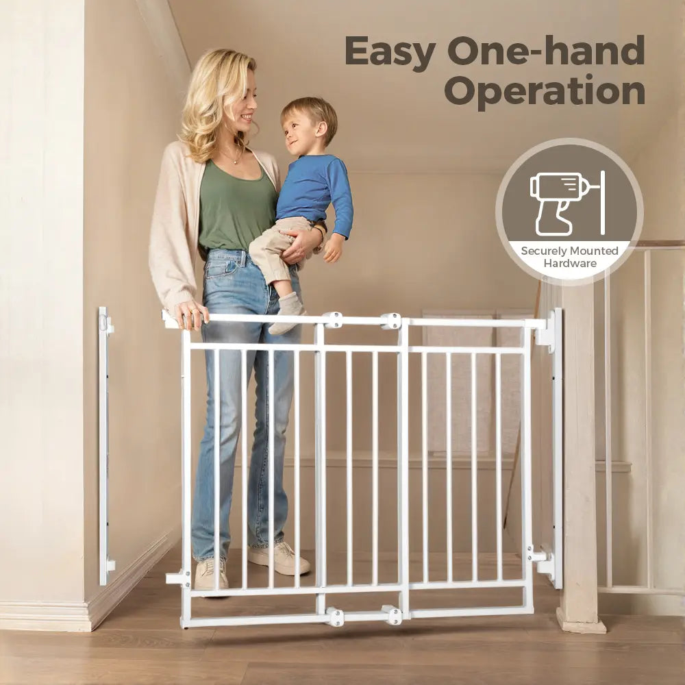 PAWGIANT 29" Extra Tall Wall-Mounted Cat Gate with Adjustable Cat Door and Self-Closing Walk-Through, Suitable for Openings 27.5-43", Perfect for Homes with Infants, Toddlers, and Pets