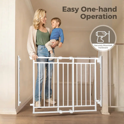 PAWGIANT 29" Extra Tall Wall-Mounted Cat Gate with Adjustable Cat Door and Self-Closing Walk-Through, Suitable for Openings 27.5-43", Perfect for Homes with Infants, Toddlers, and Pets