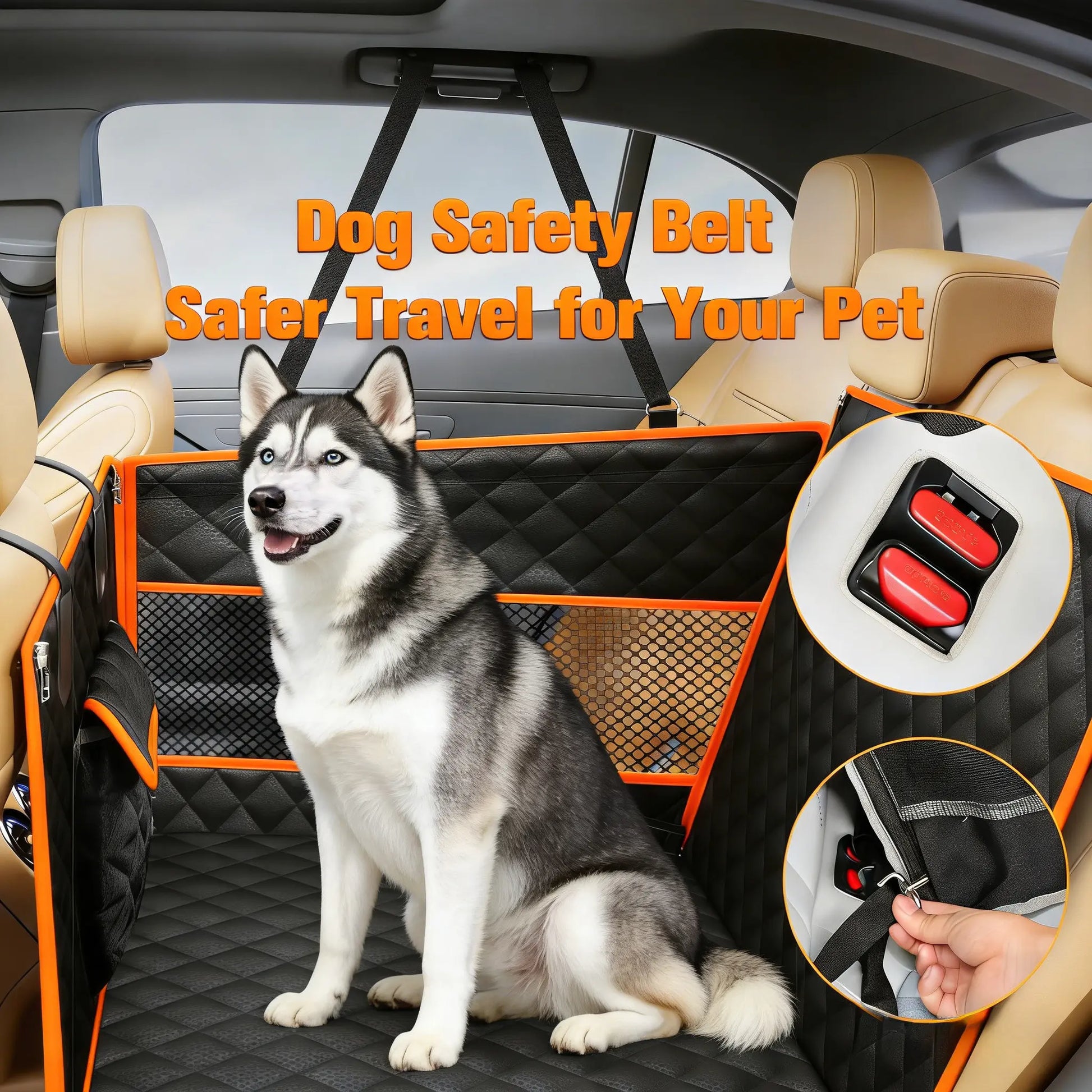 Premium Dog Car Basket for Large and Medium Breeds, Rear Seat Hammock Style, Heavy-Duty Waterproof Design with Mesh Windows, Storage Bag, and Flip Straps, Compatible with Cars, Trucks, and SUVs