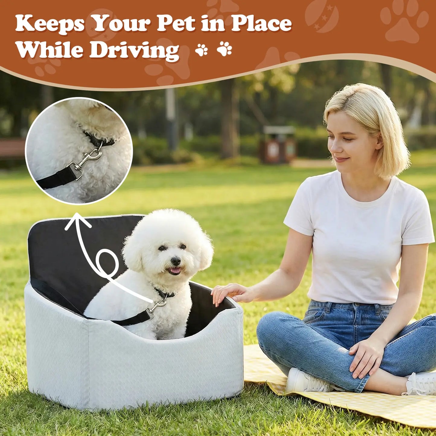 VALUXE Dog Car Booster Seat - All-Season Enclosed Design with Seat Belt Straps, Non-Slip & Waterproof Pet Travel Seat