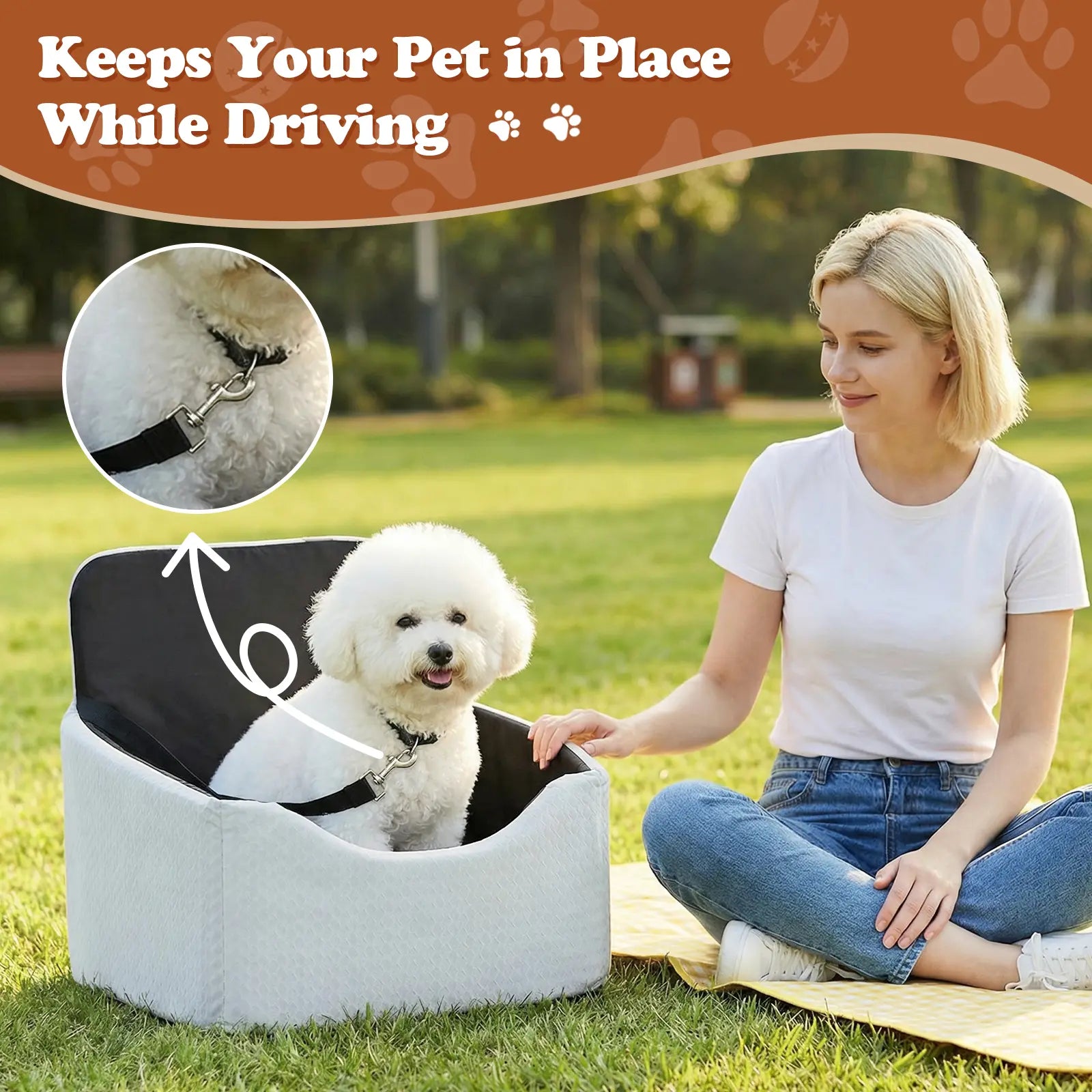 VALUXE Dog Car Booster Seat - All-Season Enclosed Design with Seat Belt Straps, Non-Slip & Waterproof Pet Travel Seat