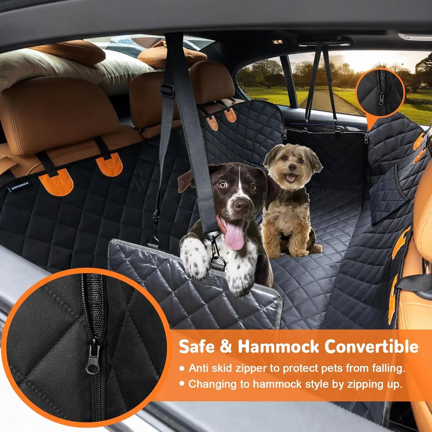 Heavy-Duty Waterproof Dog Car Seat Cover - Scratch-Proof Nonslip Hammock Protector for Cars, Trucks, and SUVs