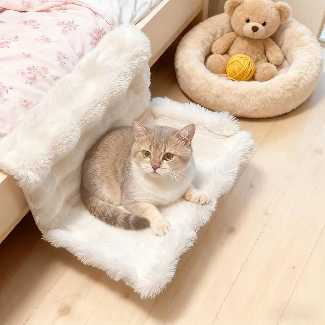 Premium Wall-Mounted Plush Pet Hammock - Washable All-Season Soft Bed for Small Cats and Dogs, Compatible with Sofa, Bed, and Window, Portable and Easy to Clean