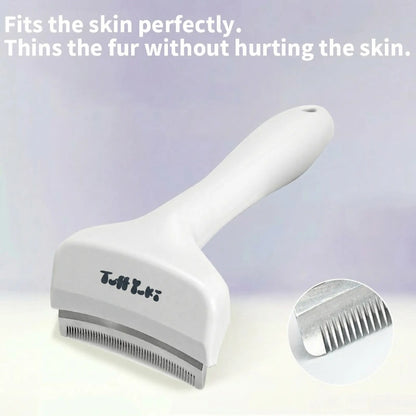 TUFFYUKI Professional Pet Deshedding Tool - Gentle Undercoat Rake for Dogs and Cats, Efficient Shedding and Dematting Comb for Long-Haired Fur Grooming
