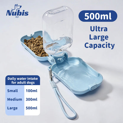 Nubispet Portable Dog Water Bottle with Integrated Food Storage and Waste Bag Holder – Perfect Travel Dispenser for Small Breeds