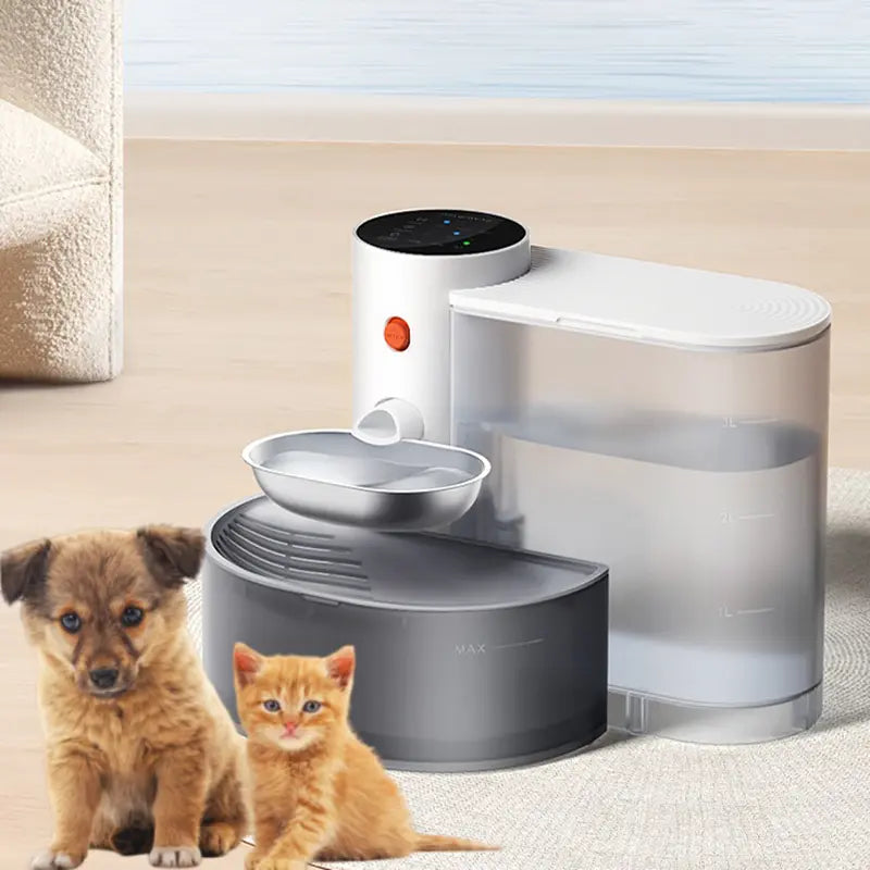Smart Automatic Pet Water Dispenser with Stainless Steel Bowl - Continuous Flowing Water Feeder for Cats and Dogs