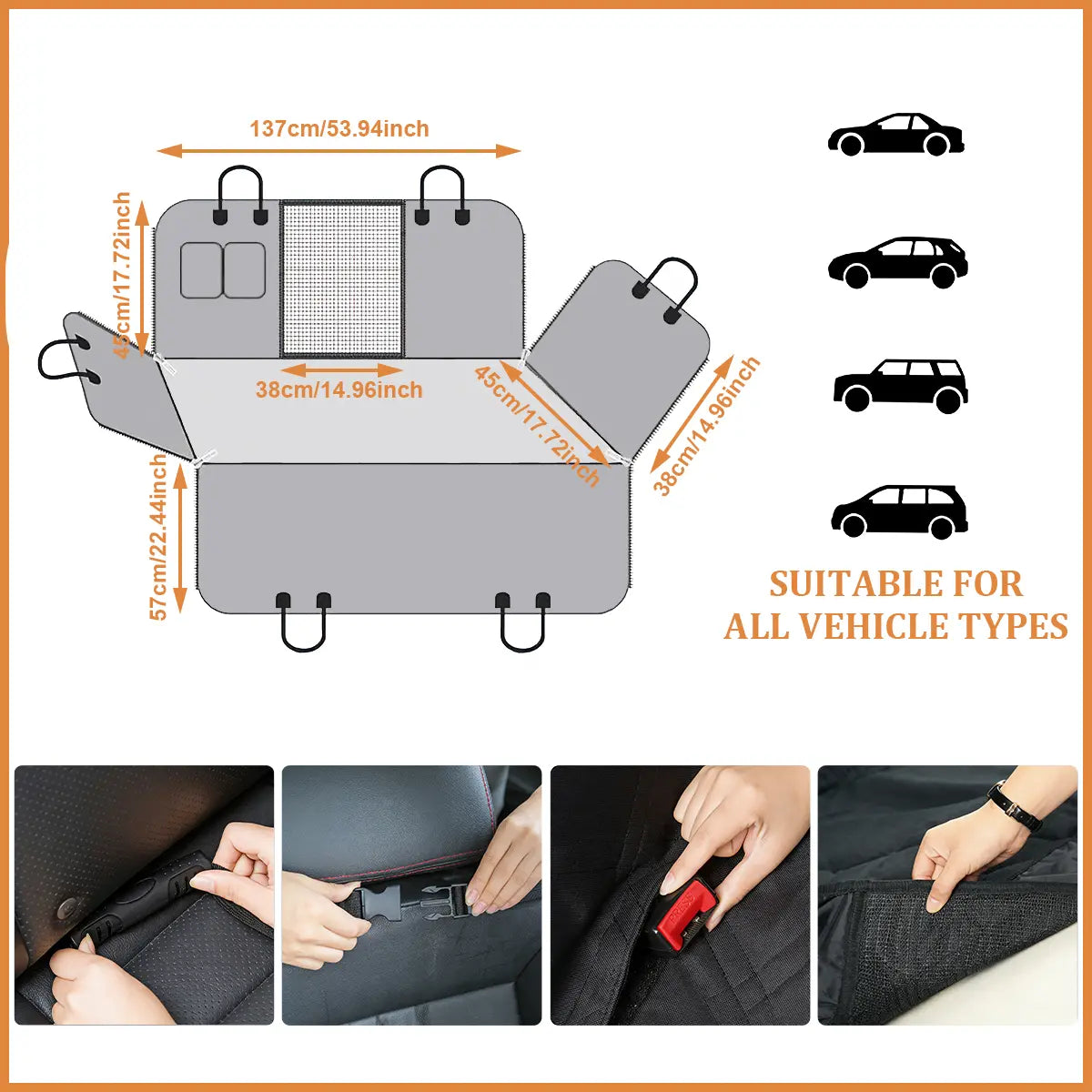 Heavy-Duty Waterproof Dog Car Seat Cover - Scratch-Proof Nonslip Hammock Protector for Cars, Trucks, and SUVs