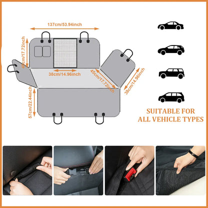 Heavy-Duty Waterproof Dog Car Seat Cover - Scratch-Proof Nonslip Hammock Protector for Cars, Trucks, and SUVs