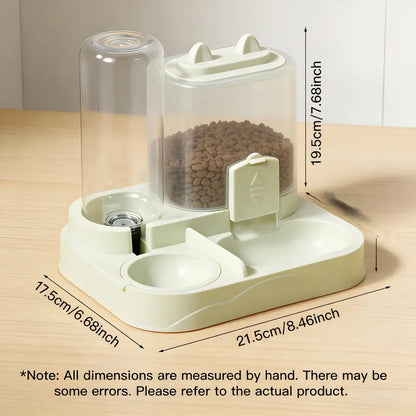 Automatic 2-in-1 Cat Feeder and Water Dispenser with Gravity Feed System, BPA-Free, Dry and Wet Separation, Perfect for Indoor Cats and Dogs, Travel-Friendly Design