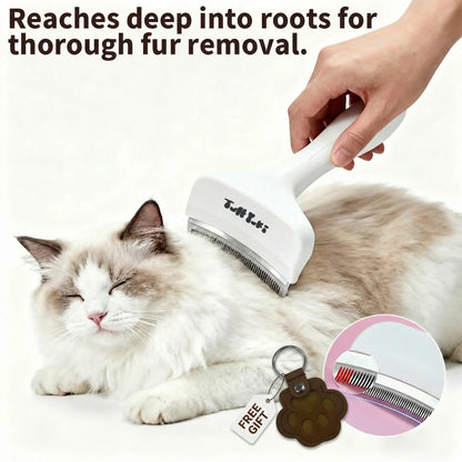 TUFFYUKI Professional Pet Deshedding Tool - Gentle Undercoat Rake for Dogs and Cats, Efficient Shedding and Dematting Comb for Long-Haired Fur Grooming