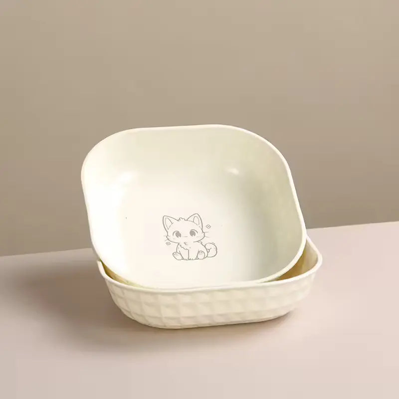 Set of 4 Durable Leak-Proof Cat Bowls - Anti-Fatigue Design for Effortless Cleaning, Ideal for Indoor Cats