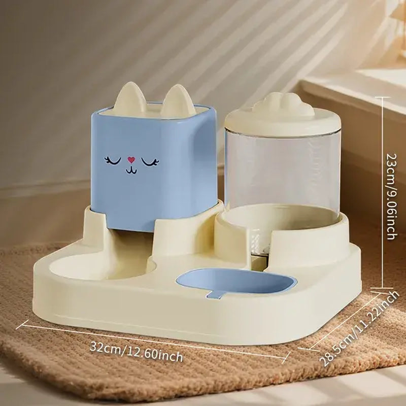 Automatic Pet Feeder and Water Fountain Set for Large Dogs and Multiple Cats with Durable Silicone Inflatable Balls