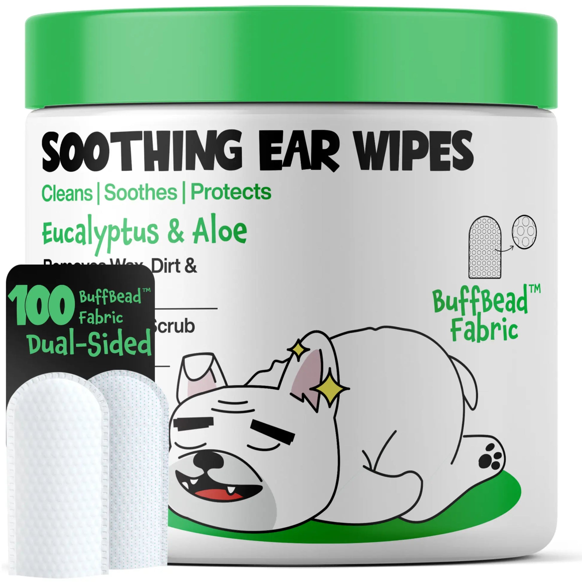 Roofus Dog Ear Wipes with Eucalyptus and Aloe - 100 Count