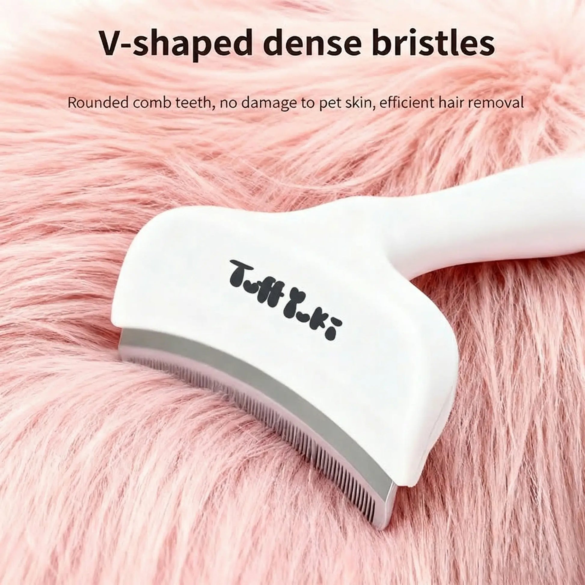 TUFFYUKI Professional Pet Deshedding Tool - Gentle Undercoat Rake for Dogs and Cats, Efficient Shedding and Dematting Comb for Long-Haired Fur Grooming