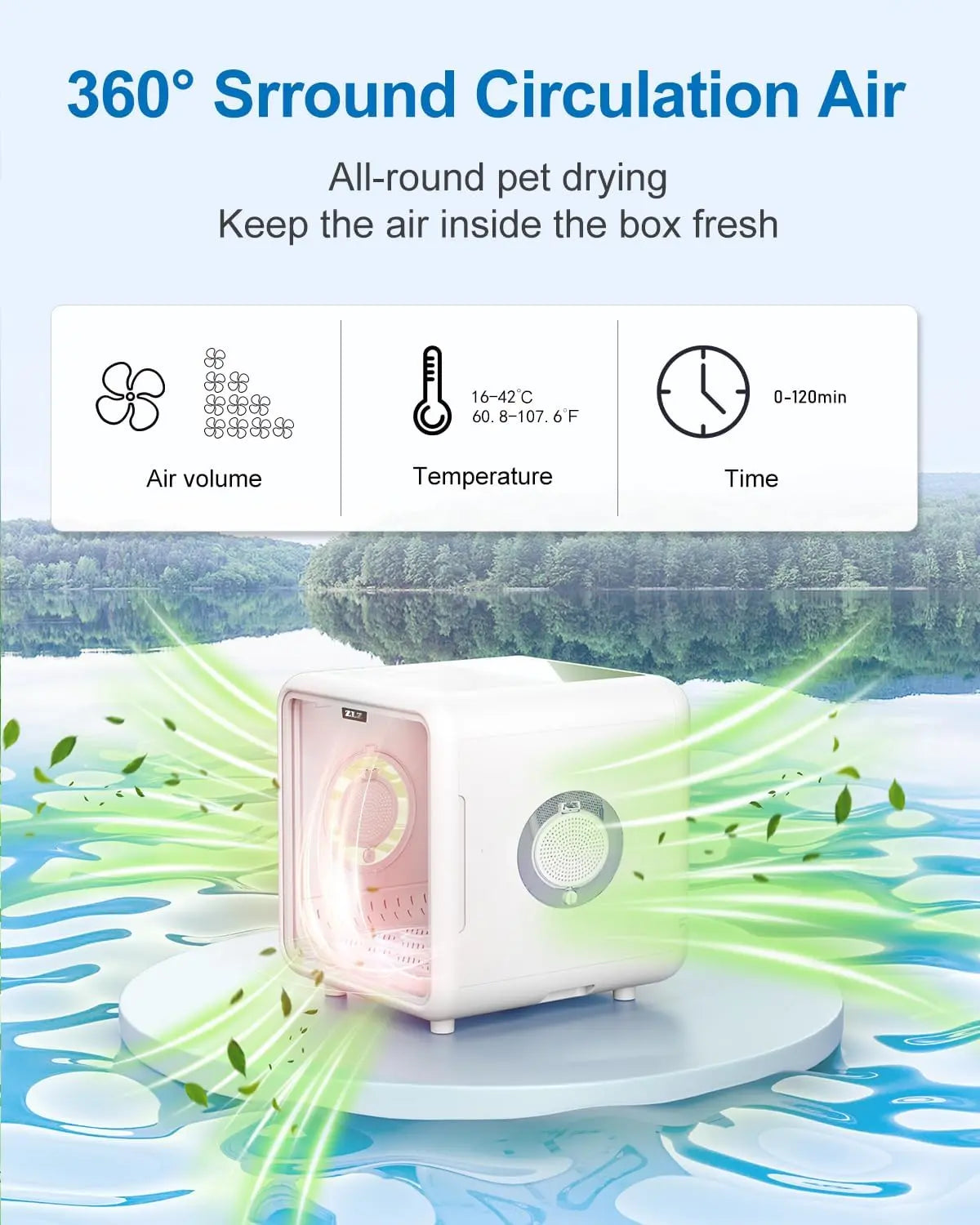 Professional Pet Dryer Box for Cats and Dogs – 72L Ultra-Quiet Hair Drying Machine with Adjustable Temperature and Airflow Function – Portable Solution for Home Bathing