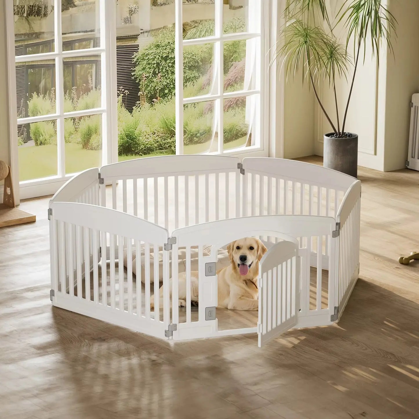 Expandable 6-Panel Durable Plastic Dog Playpen - 24-Inch Portable Pet Fence for Medium Dogs, Suitable for Indoor and Outdoor Use