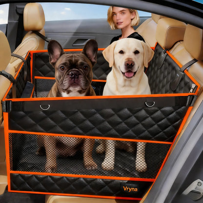 Premium Dog Car Basket for Large and Medium Breeds, Rear Seat Hammock Style, Heavy-Duty Waterproof Design with Mesh Windows, Storage Bag, and Flip Straps, Compatible with Cars, Trucks, and SUVs