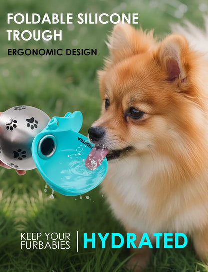 Stainless Steel Pet Water Bottle with Built-In Drinking Basin — 285ml Leak-Proof Travel Solution for Dogs and Cats, Perfect for Walks, Road Trips, and Outdoor Activities