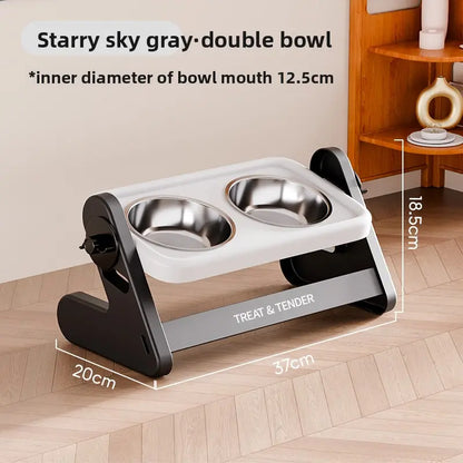 Elevated Stainless Steel Pet Feeding Bowl Set with Non-Slip Design for Small Dogs and Cats - Includes Two Bowls and One Adjustable Stand