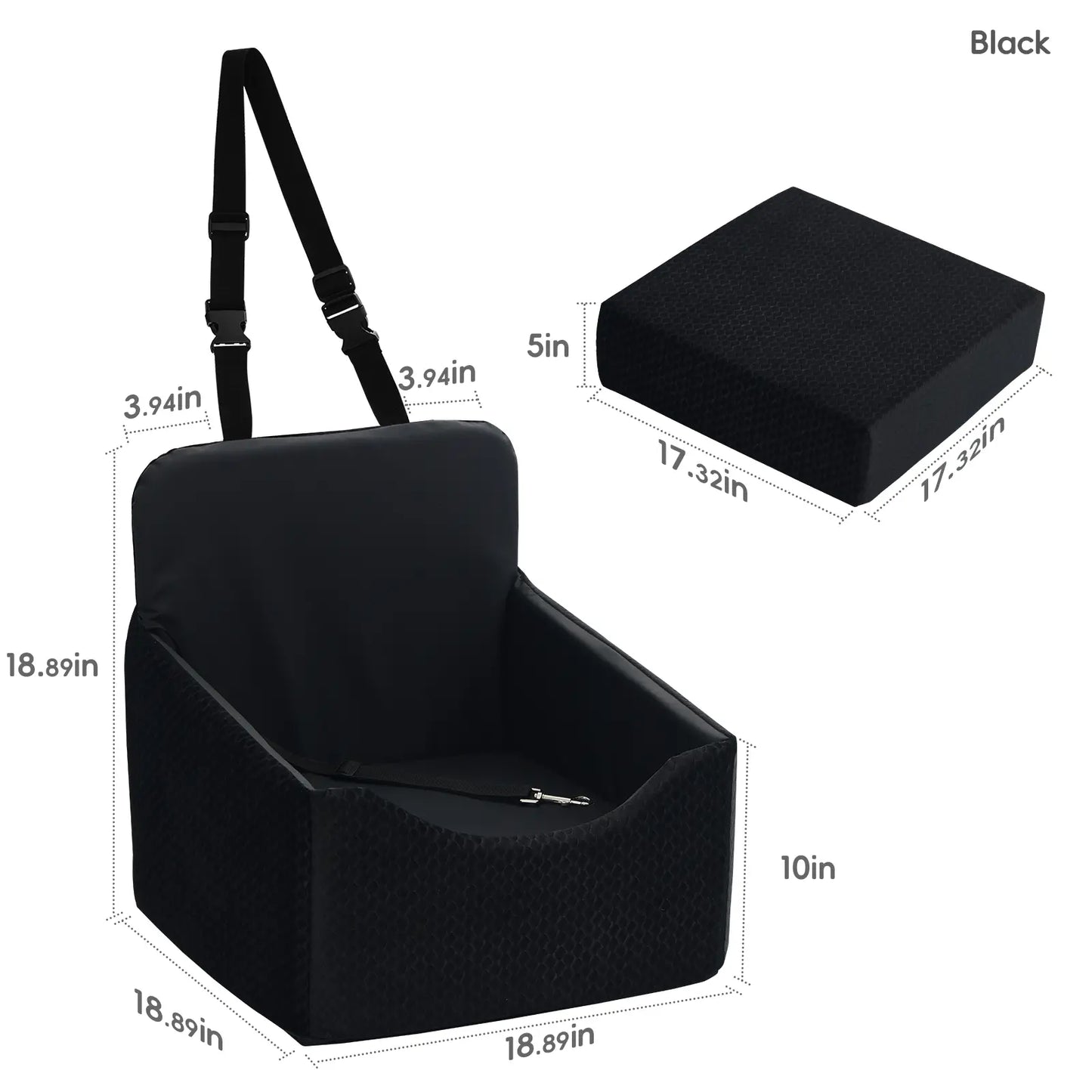 VALUXE Dog Car Booster Seat - All-Season Enclosed Design with Seat Belt Straps, Non-Slip & Waterproof Pet Travel Seat