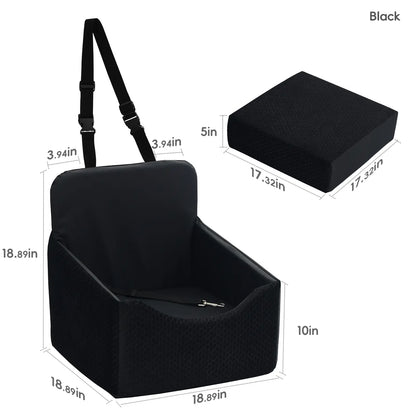 VALUXE Dog Car Booster Seat - All-Season Enclosed Design with Seat Belt Straps, Non-Slip & Waterproof Pet Travel Seat
