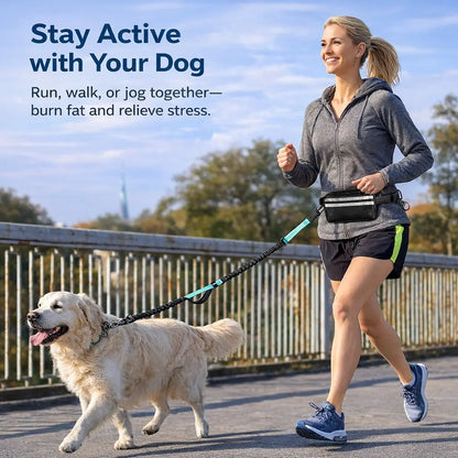 Pipidodo Hands-Free Dog Leash with Waist Bag and Cushioned Pad – Ideal for Running and Walking with Shock-Absorbing Design for Single and Dual Dogs