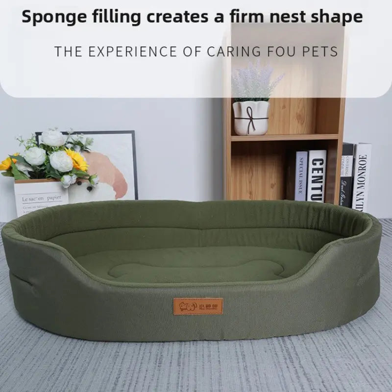 All-Season Washable Semi-Closed Pet Bed with Detachable Comfort Mat for Small Dogs and Cats