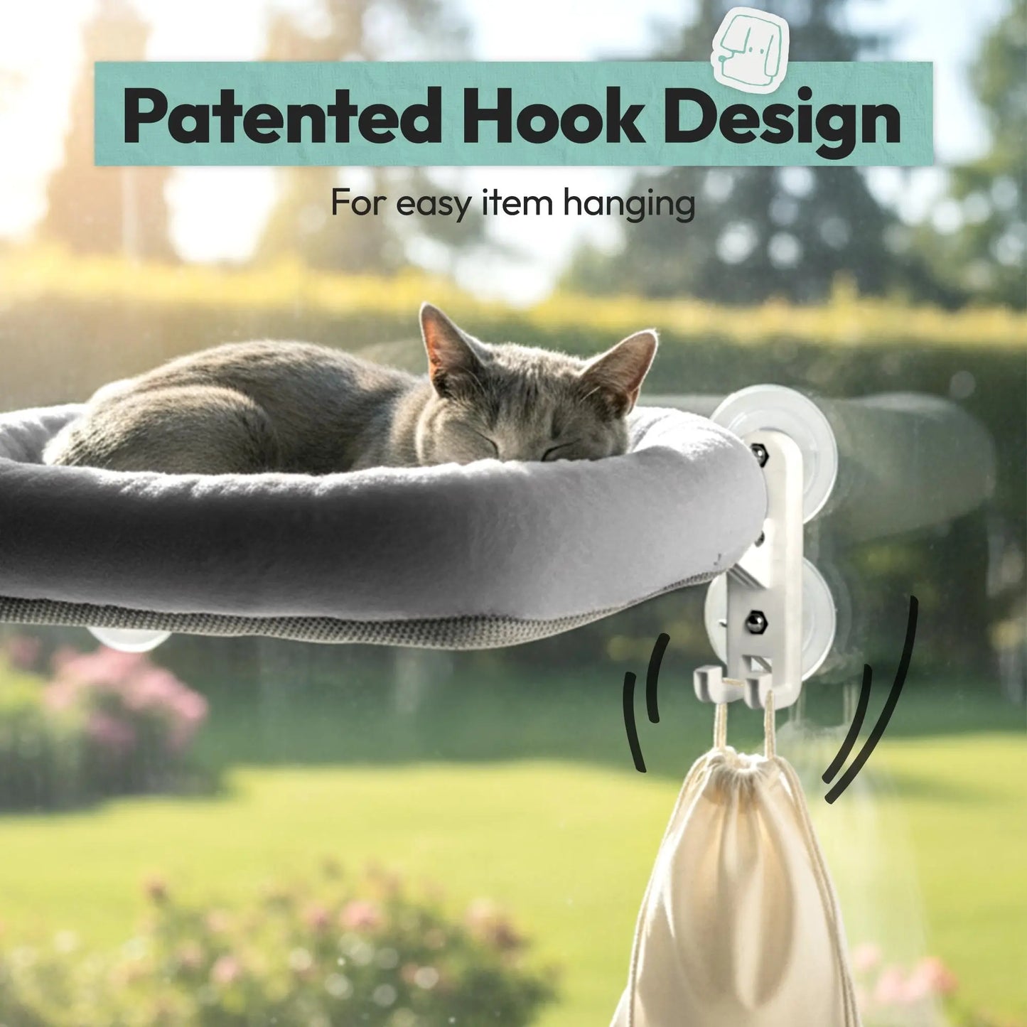 Cordless Cat Window Perch and Hammock with Removable Double-Sided Fabric Cover - Perfect for Indoor Pets, Sunbathing, and Neck Support, Ideal Valentine's Gift for Kittens