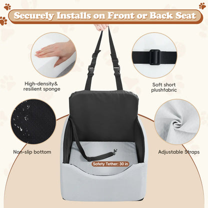 VALUXE Dog Car Booster Seat - All-Season Enclosed Design with Seat Belt Straps, Non-Slip & Waterproof Pet Travel Seat