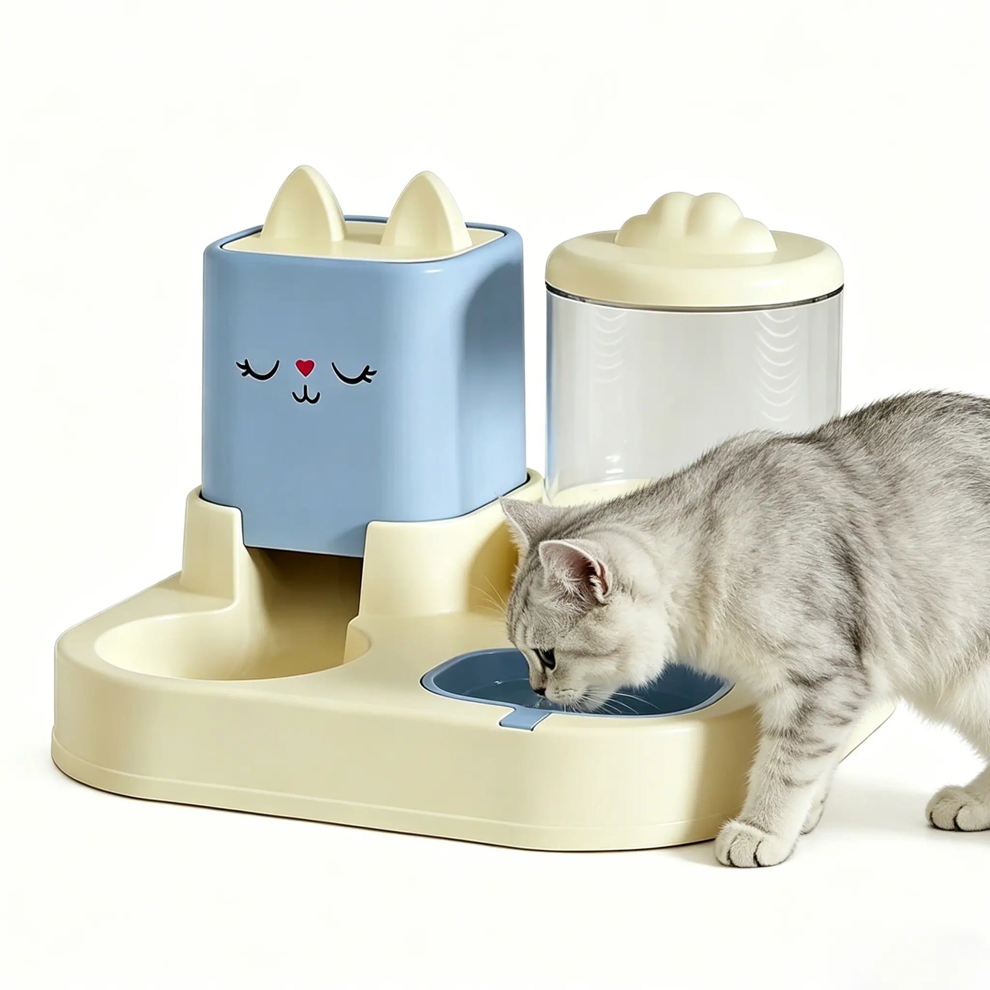 Automatic Pet Feeder and Water Fountain Set for Large Dogs and Multiple Cats with Durable Silicone Inflatable Balls