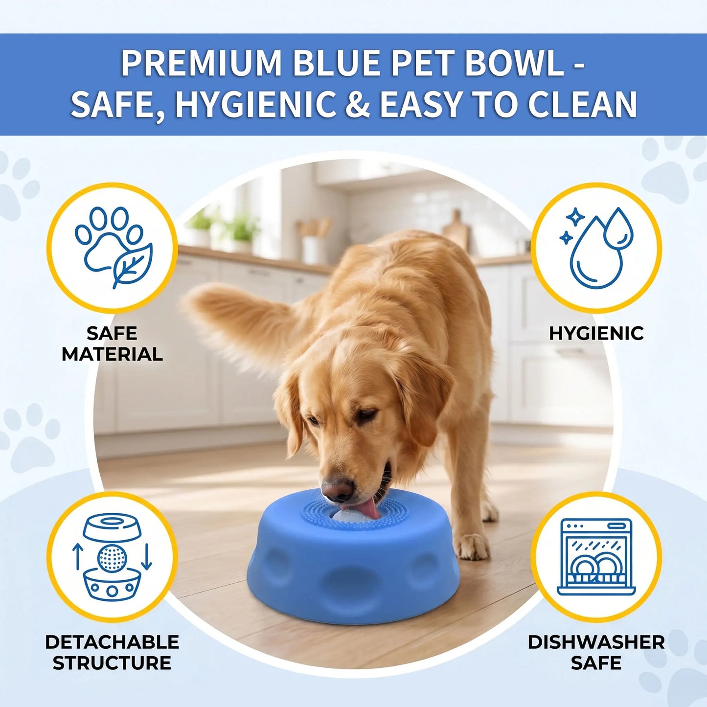 3-in-1 Calming Dog Lick Mat and Slow Feeder Bowl with Interactive Puzzle Toy and Rolling Ball