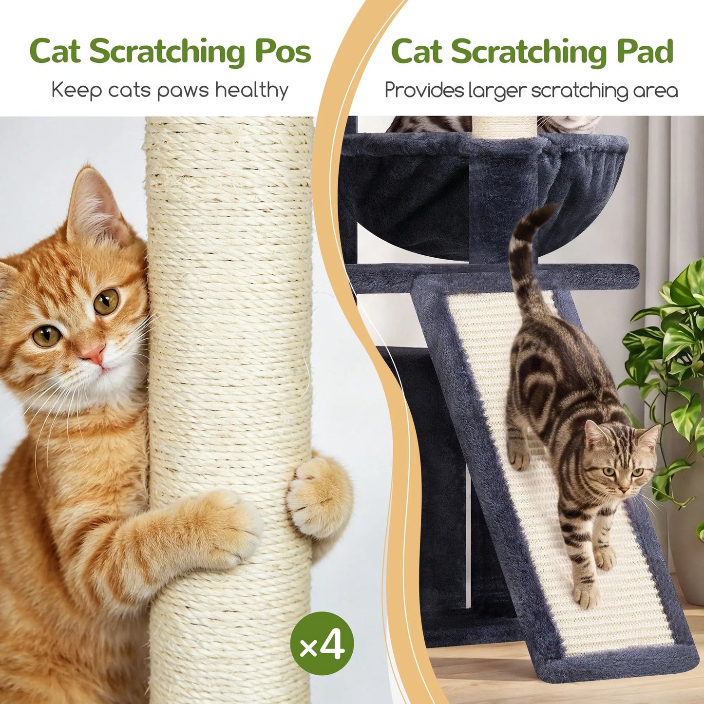 Globlazer F64B 64-Inch Premium Multi-Level Cat Tower - Sturdy Design for Multiple Cats