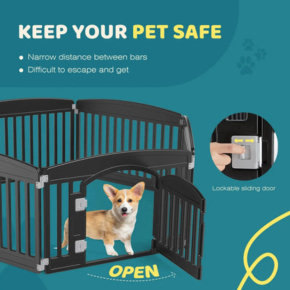 Expandable 6-Panel Durable Plastic Dog Playpen - 24-Inch Portable Pet Fence for Medium Dogs, Suitable for Indoor and Outdoor Use