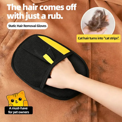 Electrostatic Pet Hair Removal Gloves for Cats and Dogs - Reusable Shedding Tool for Furniture, Carpets, and Vehicle Interiors