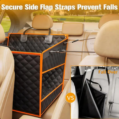 Premium Heavy-Duty Waterproof Dog Car Hammock for Large and Medium Breeds with Mesh Windows, Storage Bag, and Flip Straps - Compatible with Cars, Trucks, and SUVs