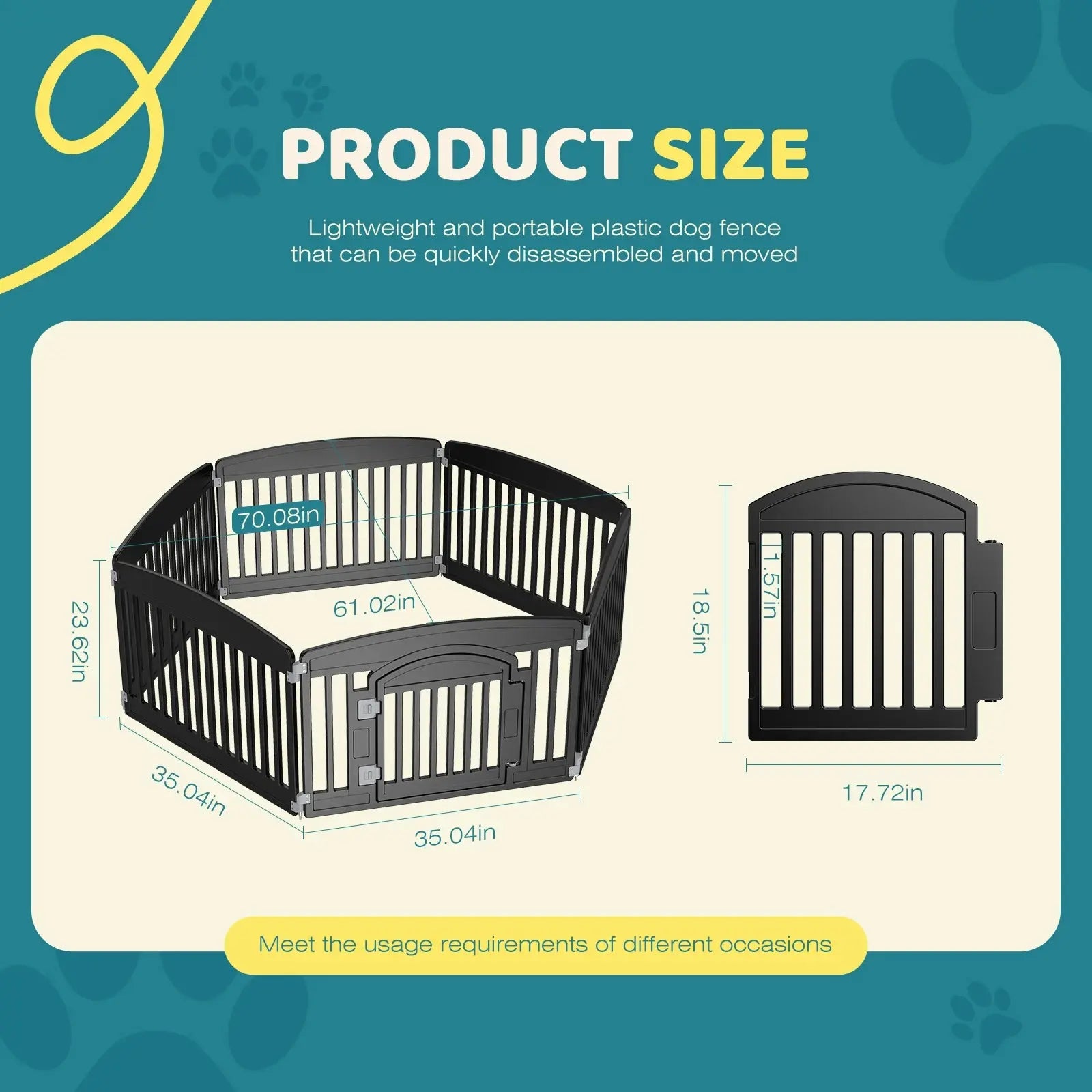 Expandable 6-Panel Durable Plastic Dog Playpen - 24-Inch Portable Pet Fence for Medium Dogs, Suitable for Indoor and Outdoor Use