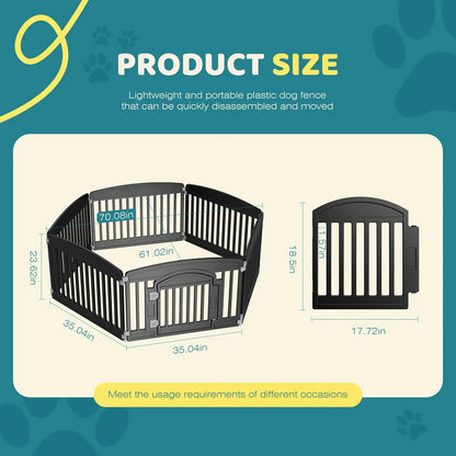 Expandable 6-Panel Durable Plastic Dog Playpen - 24-Inch Portable Pet Fence for Medium Dogs, Suitable for Indoor and Outdoor Use