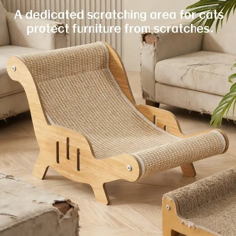 XL 2-In-1 Sisal Cat Scratcher with Hammock and Lounge Chair - Breathable, Durable Cat Bed for Claw Maintenance and Relaxation, All-Season Use
