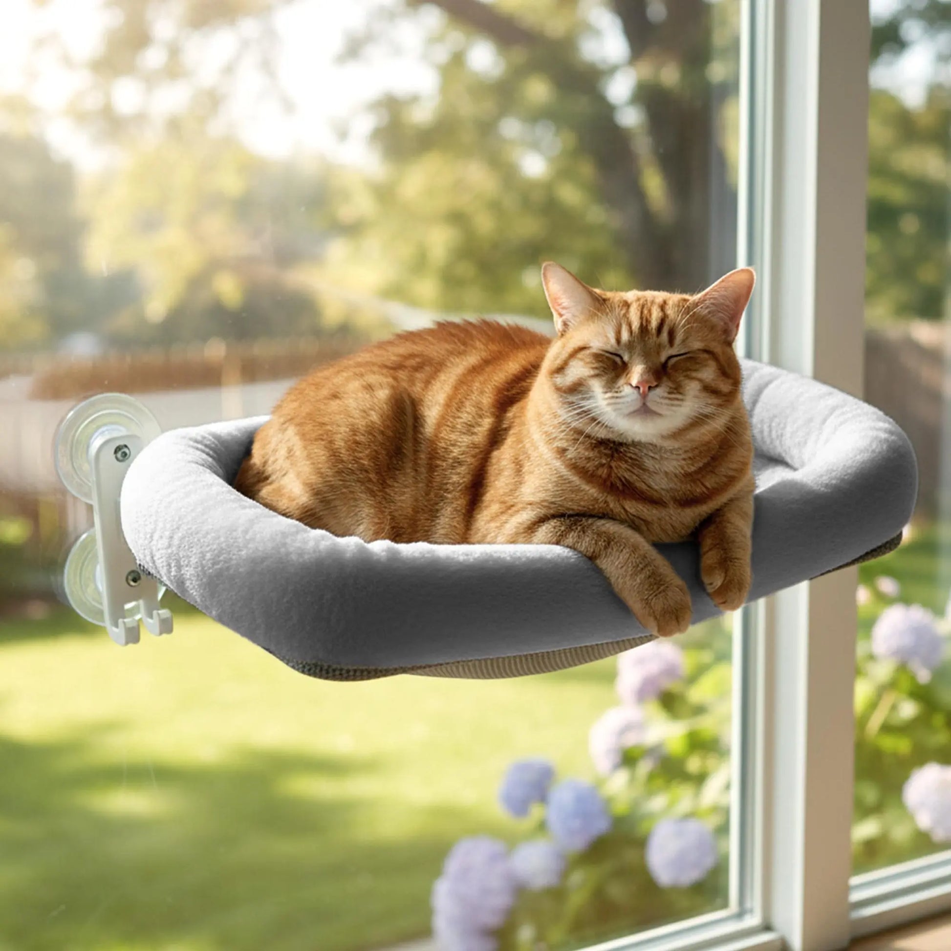 Cordless Cat Window Perch and Hammock with Removable Double-Sided Fabric Cover - Perfect for Indoor Pets, Sunbathing, and Neck Support, Ideal Valentine's Gift for Kittens
