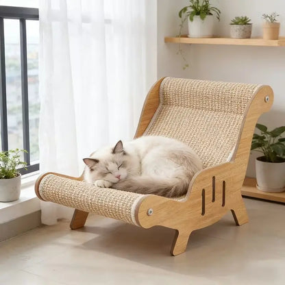 XL 2-In-1 Sisal Cat Scratcher with Hammock and Lounge Chair - Breathable, Durable Cat Bed for Claw Maintenance and Relaxation, All-Season Use