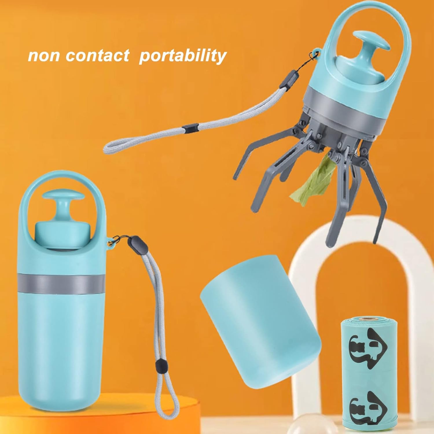 Revolutionary Dog Claw Poop Scooper - Lightweight, Portable Waste Picker with Bag Dispenser and Retractable Strap for Effortless Outdoor Cleanup