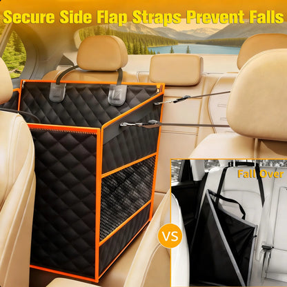 Premium Dog Car Basket for Large and Medium Breeds, Rear Seat Hammock Style, Heavy-Duty Waterproof Design with Mesh Windows, Storage Bag, and Flip Straps, Compatible with Cars, Trucks, and SUVs