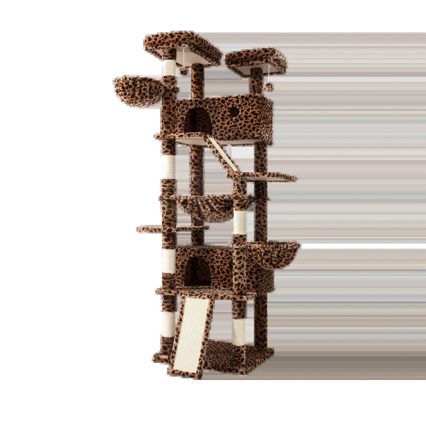 HOOMIC 81-Inch Multi-Level Cat Tree with Condo, Hammock, Scratching Post, and Sturdy Base for Larger Cats - Available in Multiple Colors and Patterns