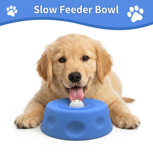 3-in-1 Calming Dog Lick Mat and Slow Feeder Bowl with Interactive Puzzle Toy and Rolling Ball