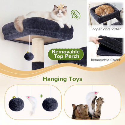 Globlazer F64B 64-Inch Premium Multi-Level Cat Tower - Sturdy Design for Multiple Cats